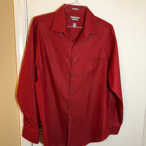 Men's VanHeusen Fitted Dress Shirt 17x34/35 Red